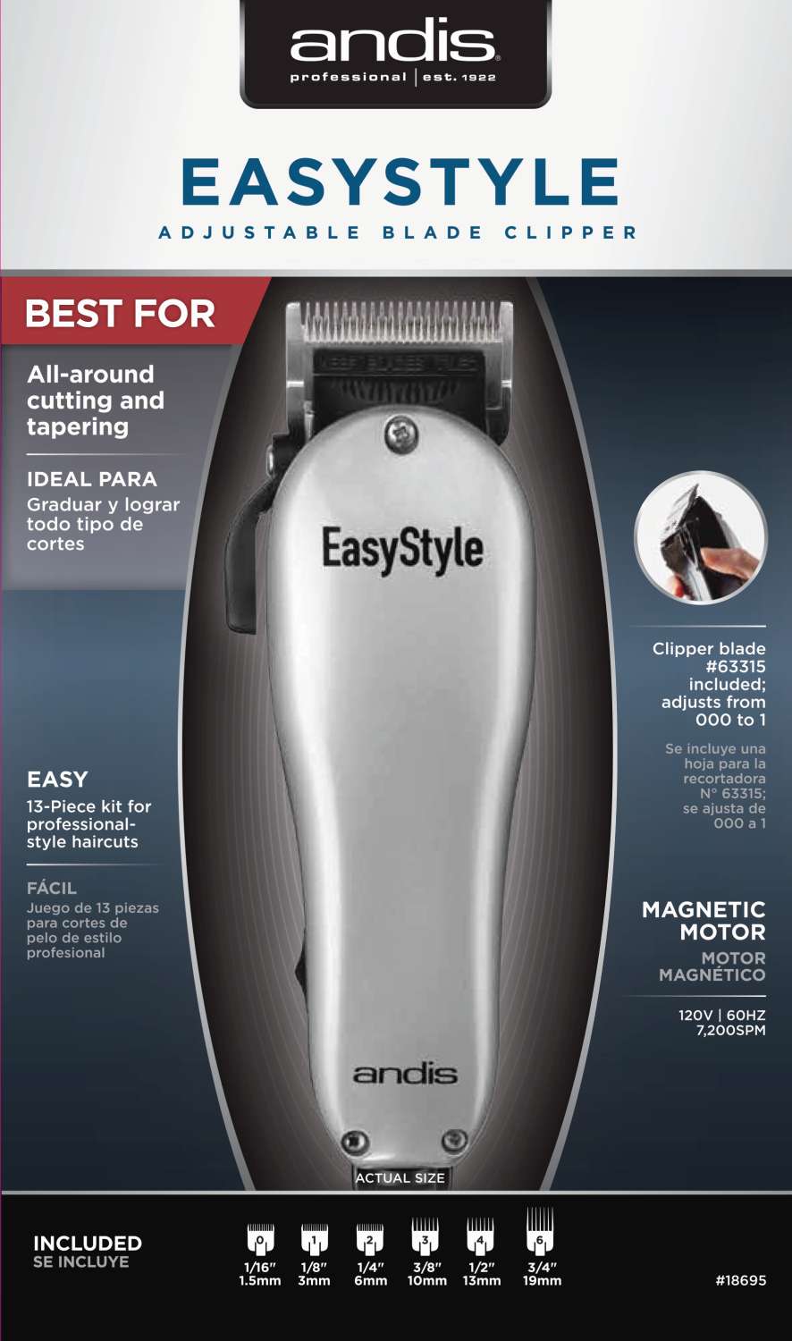 ANDIS CLIPPER EASYSTYLE 13PCS