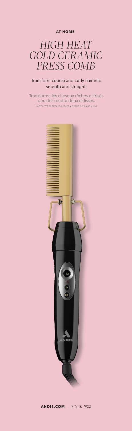 ANDIS AT-HOME PRESS COMB GOLD CERAMIC