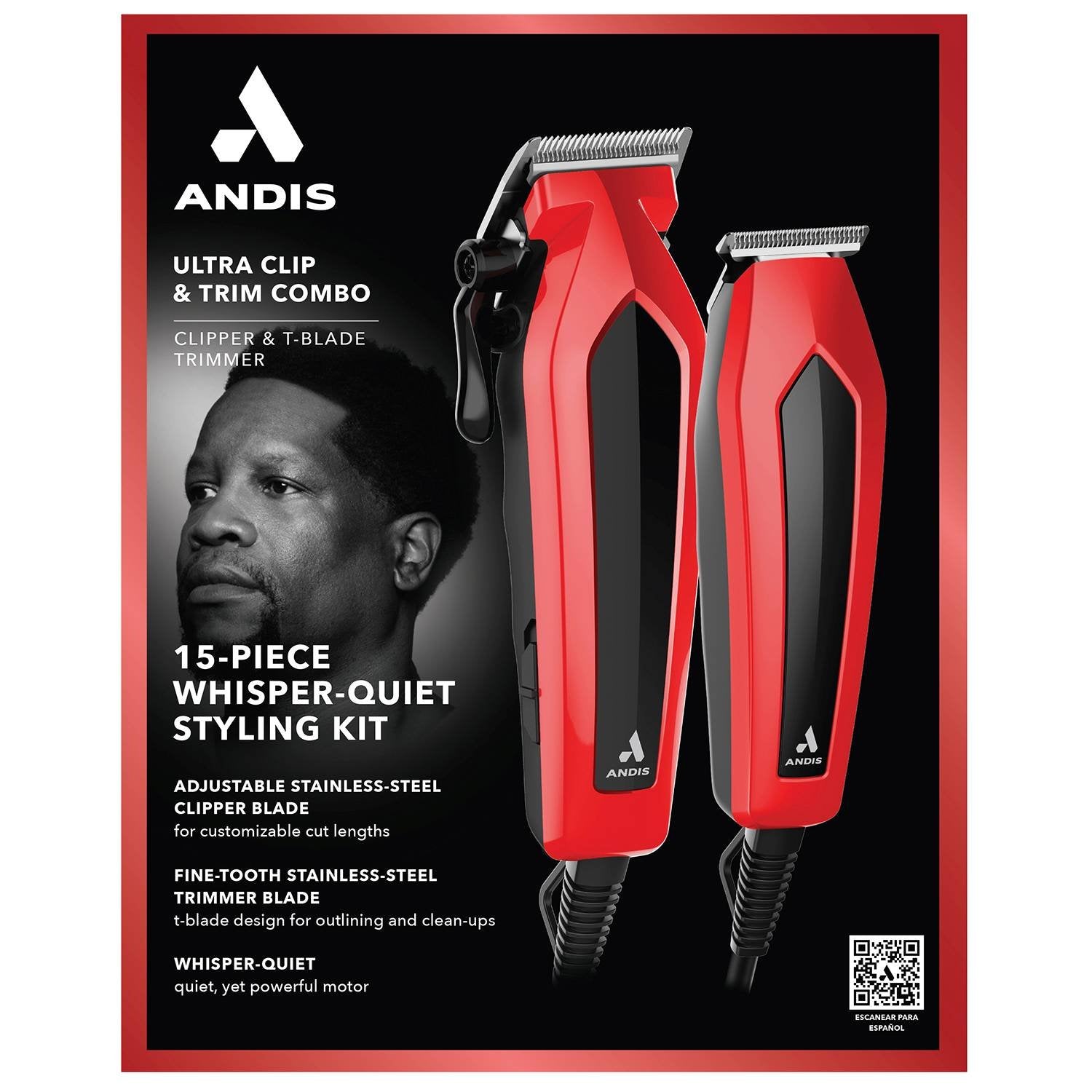 ANDIS AT-HOME COMBO ULTRA CLIP/TRIM RED