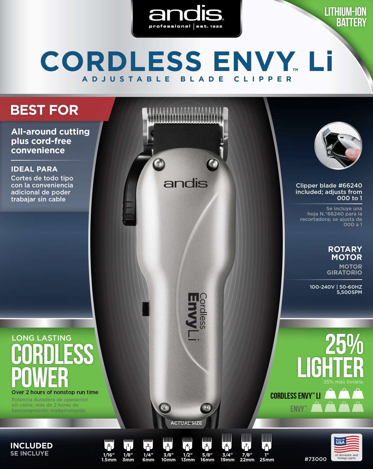 ANDIS CLIPPER ENVY LI CORDLESS