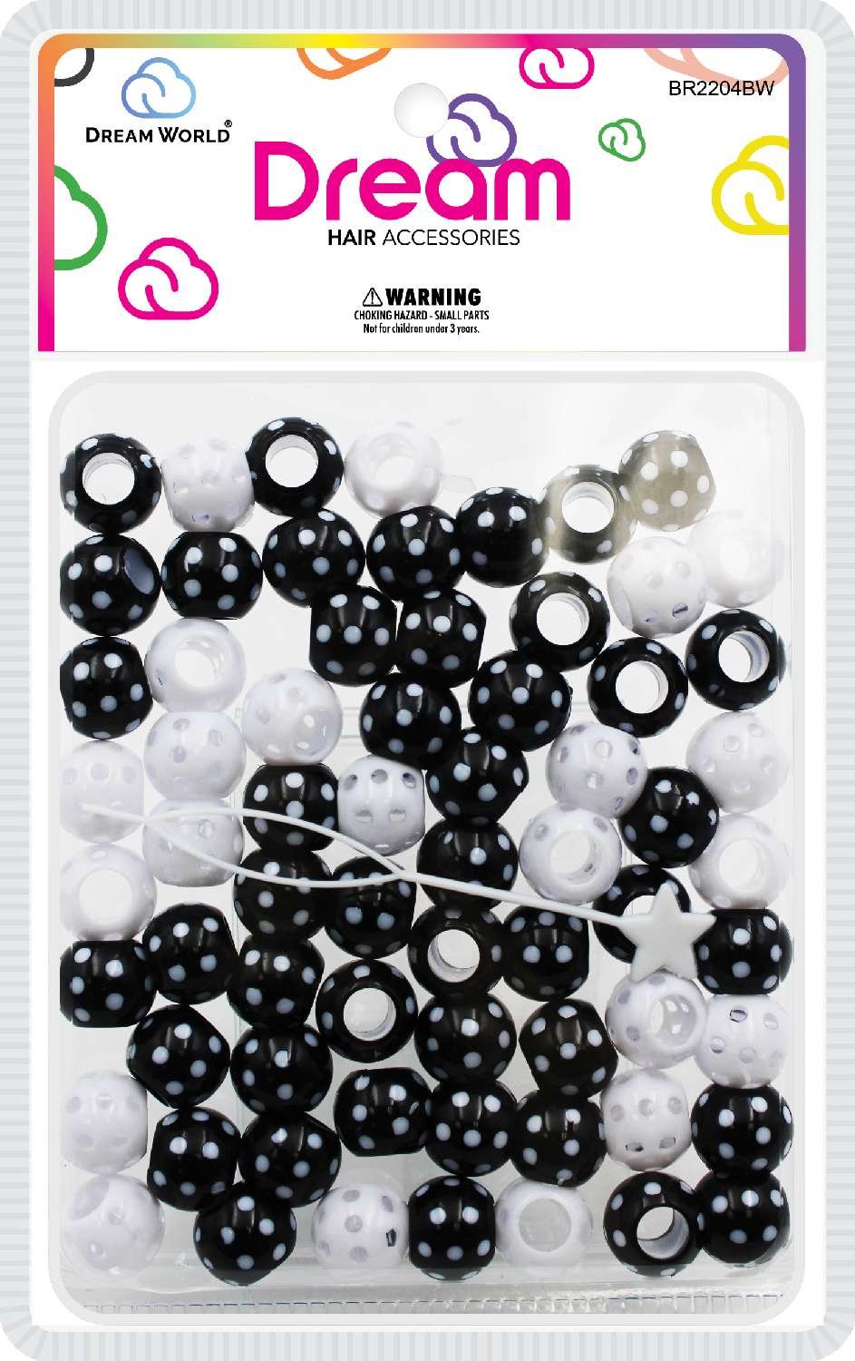 DREAM BEAD DOTS 15MM 70P BK/WH