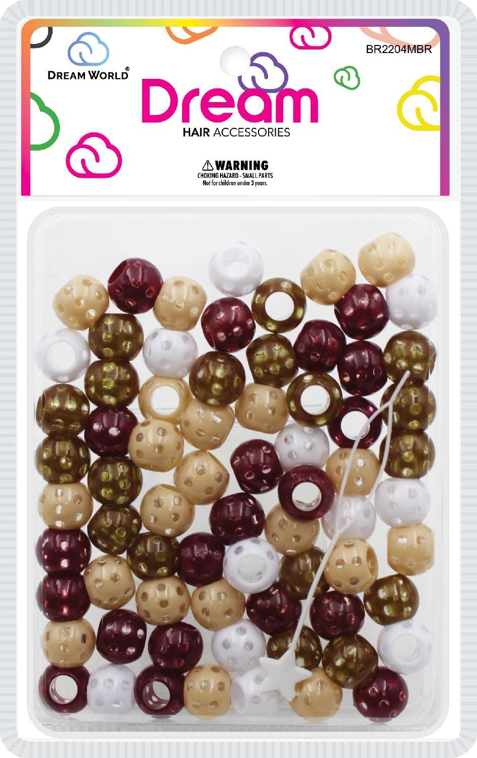 DREAM BEAD DOTS 15MM  70P MIX BROWN
