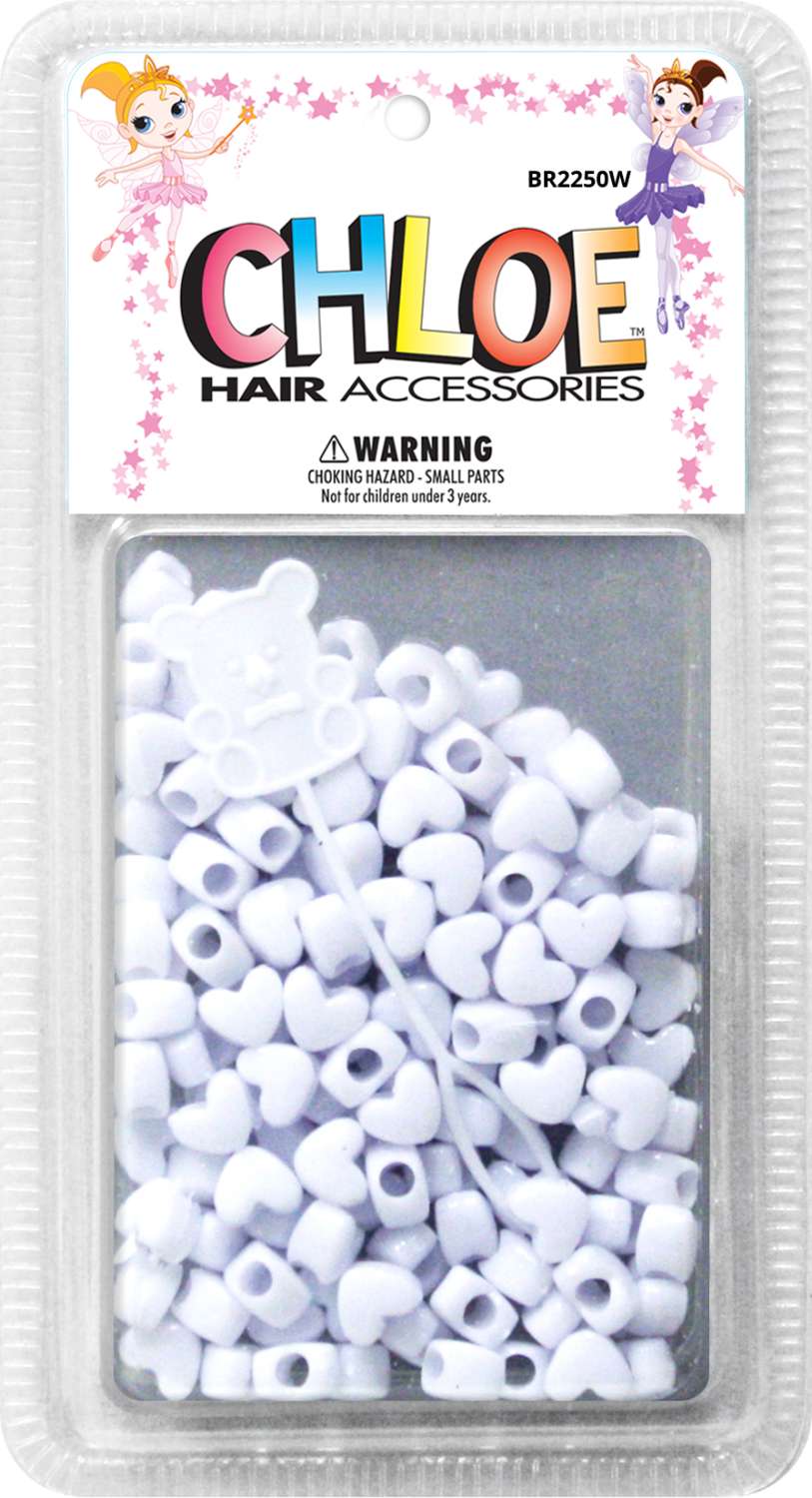 CHLOE BEAD HEART REG WHITE