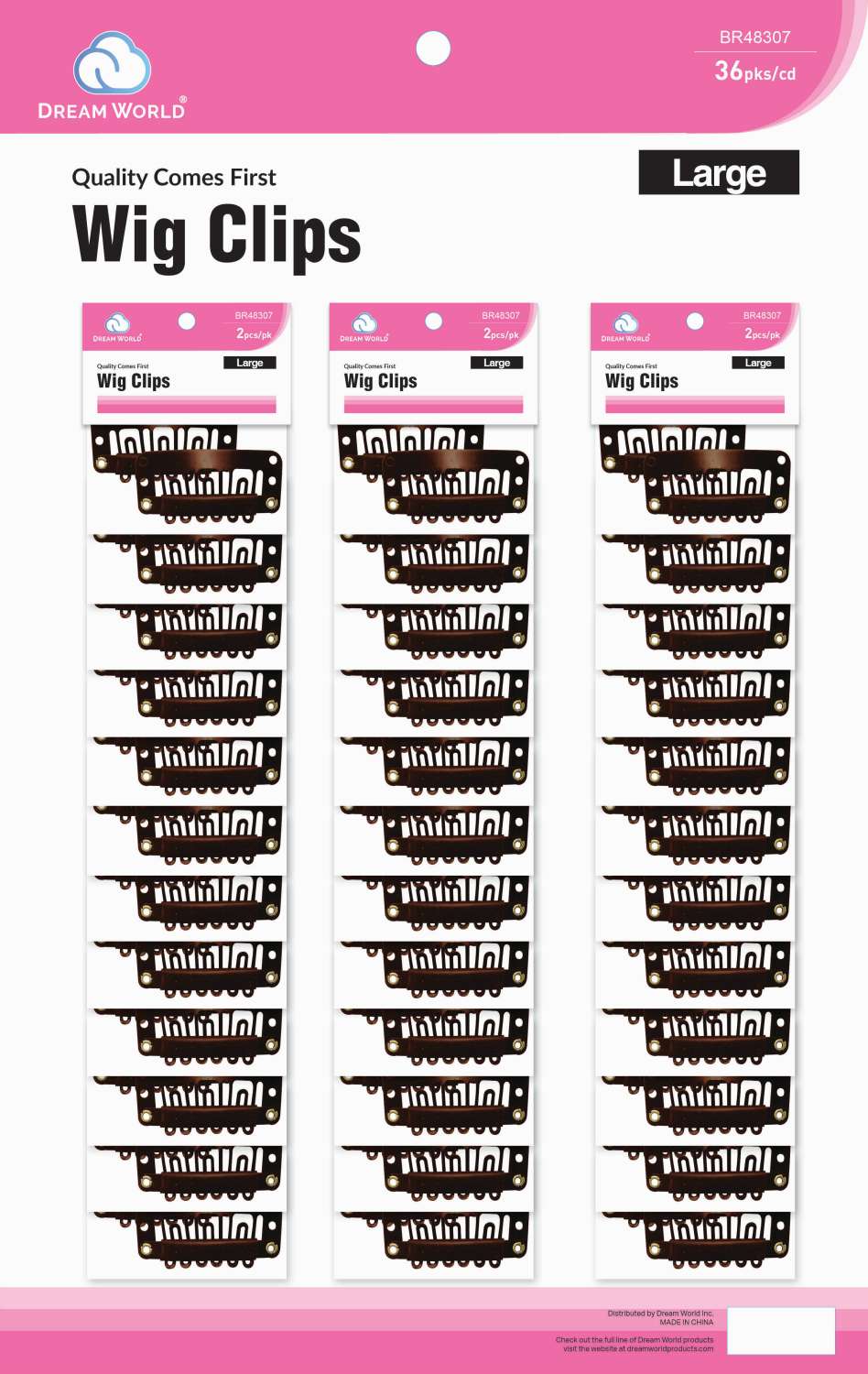 BR CLIP WIG-36PK [2/PK] BROWN