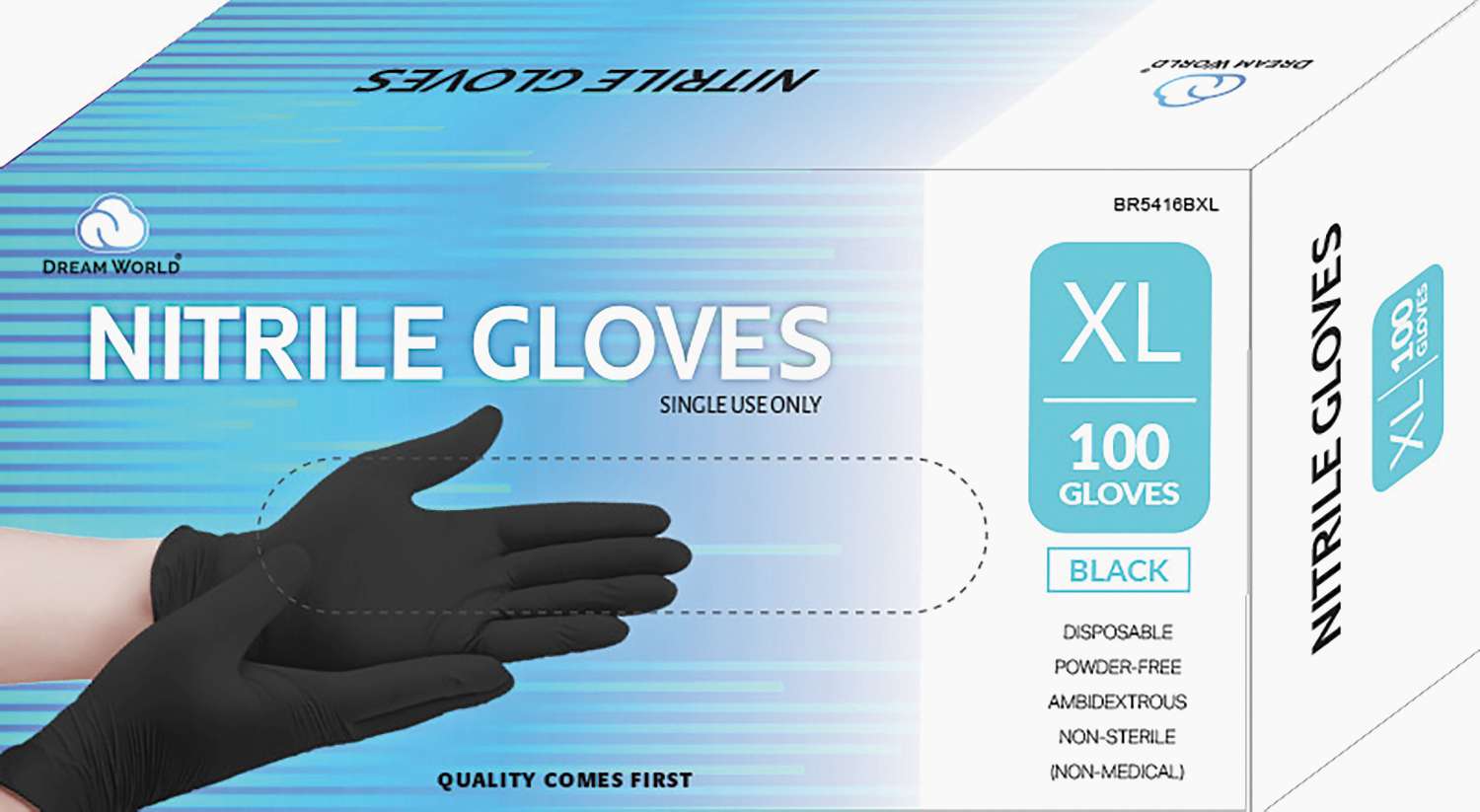 DREAM GLOVES NITRILE 100PC/BX BLACK