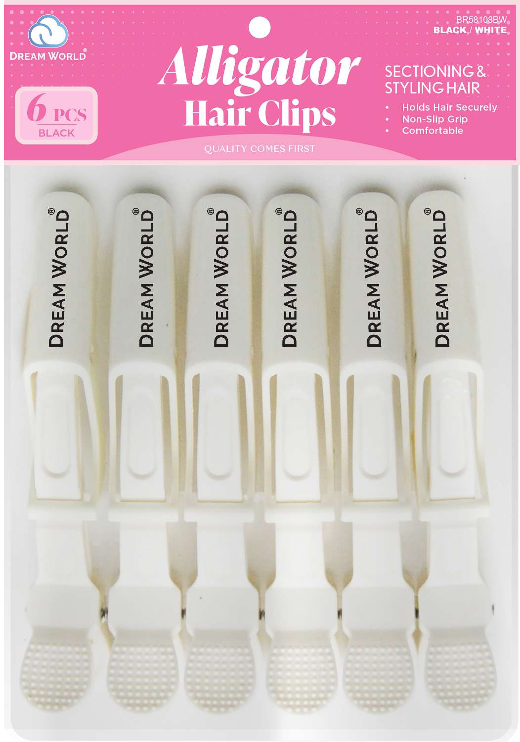 DREAM CLIP ALLIGATOR 6PC/PK WHITE
