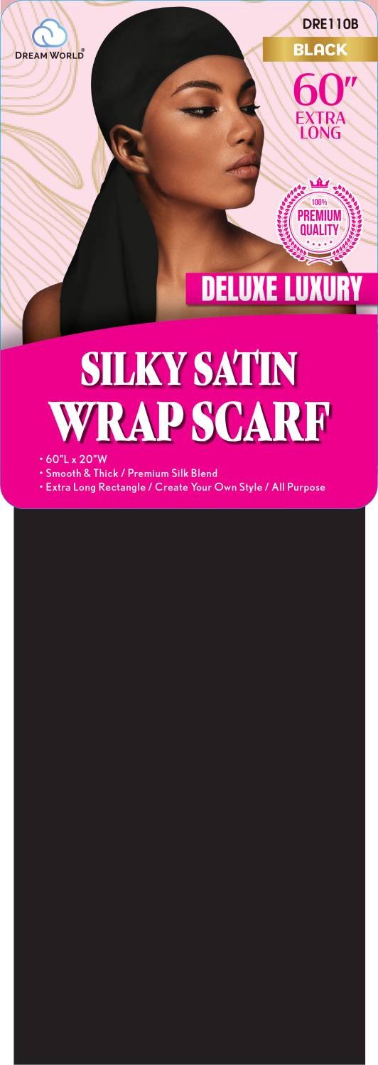 DREAM SATIN SILKY SCARF BLACK