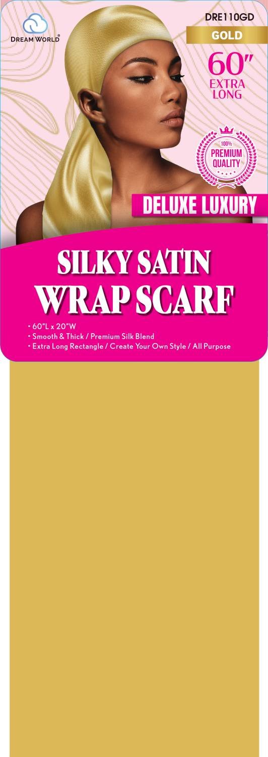 DREAM W-SATIN SILKY SCARF GOLD