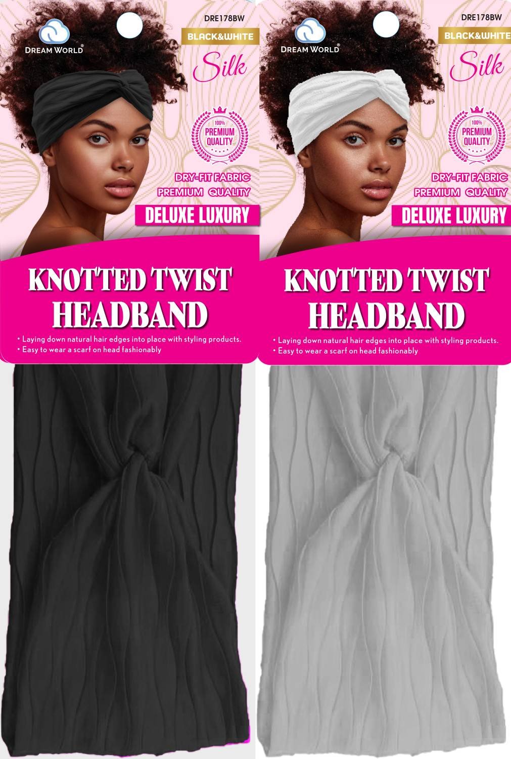 DREAM W-HEADBAND TWIST BK WH