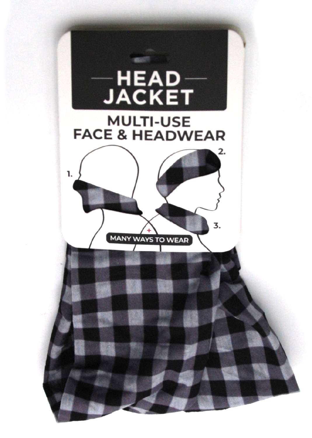 ALL PURPOSE HEAD WRAP CHECK BK GR