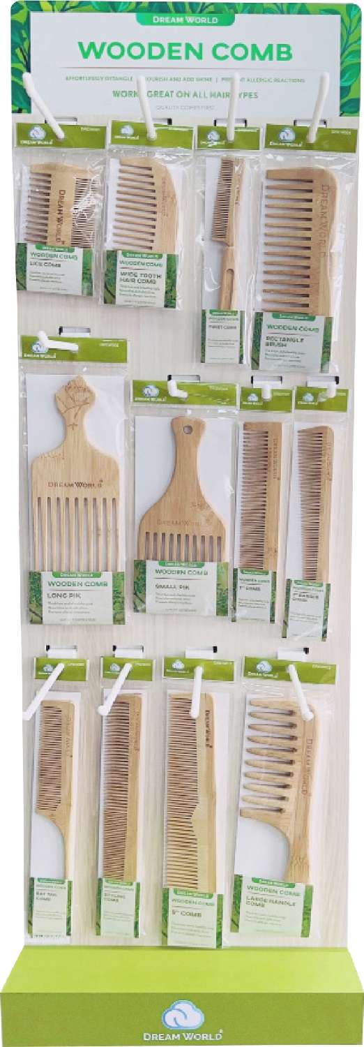 DREAM WOOD COMB DISPLAY SET 72 PS