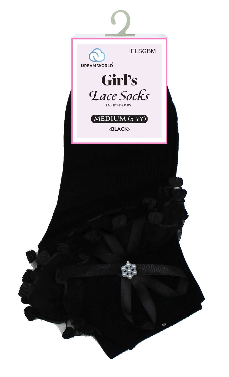 DREAM SOCKS LACE GIRL M(5-7) BK