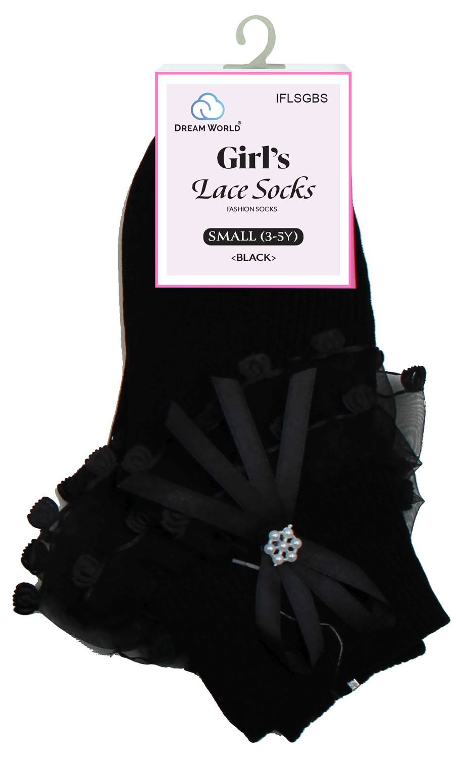 DREAM SOCKS LACE GIRL S(3-5) BK