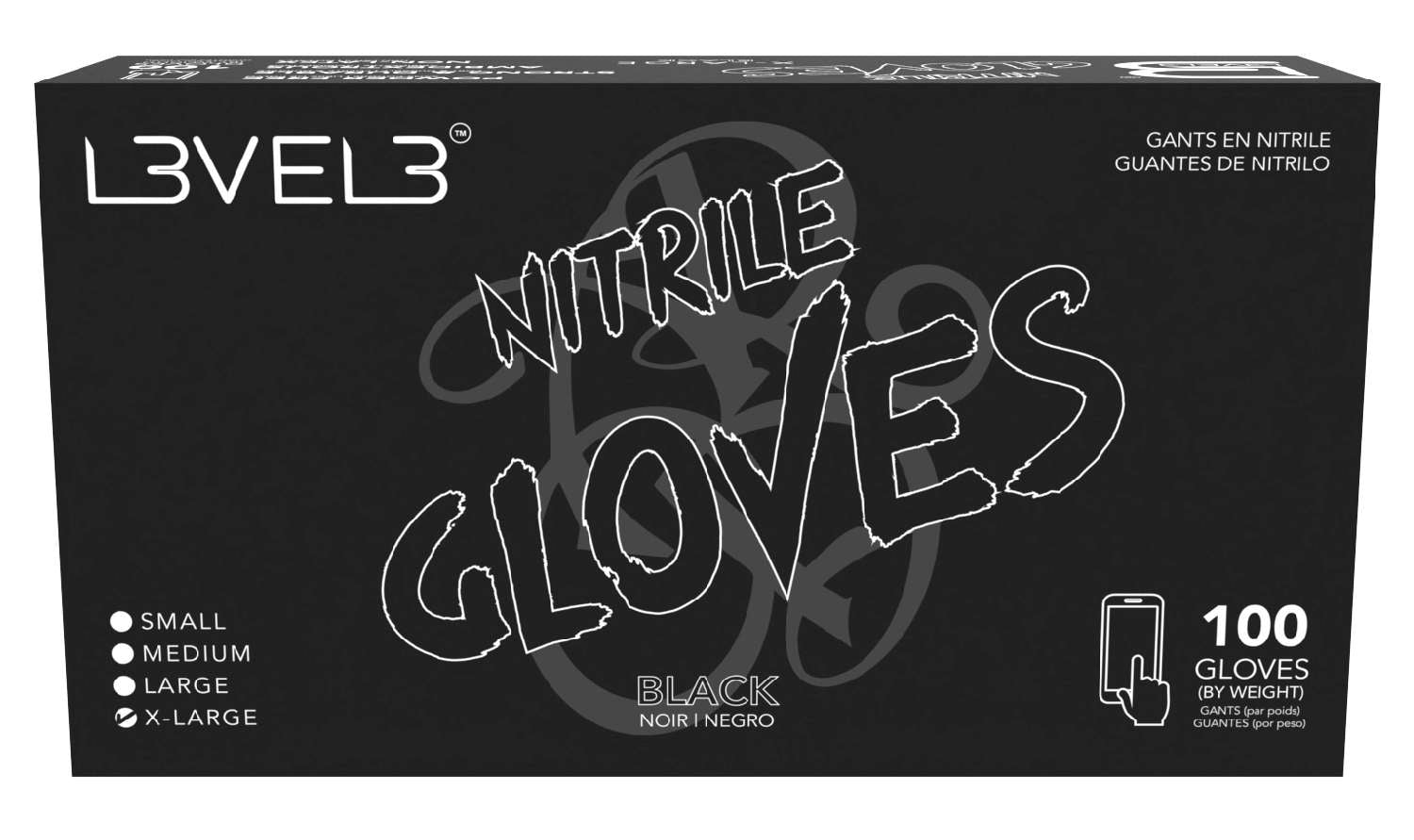 L3VEL3 NITRILE GLOVES BLACK [X-LARGE]