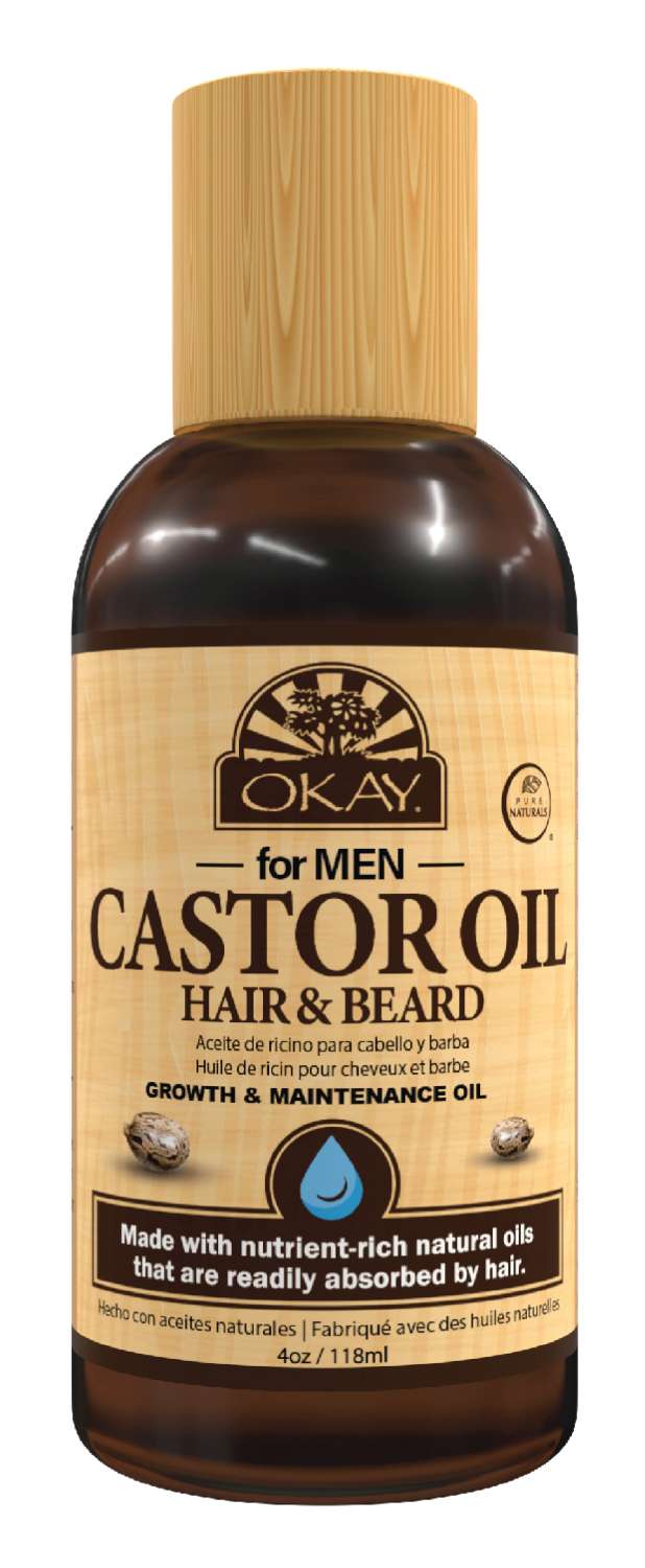 OKAY MEN CASTOR HAIR/BEARD LT GROW OIL